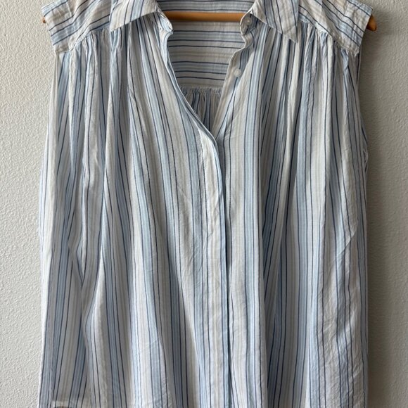 a.n.a. Sleeveless Regular Fit Button-Down Striped Shirt Size L - Picture 4 of 9